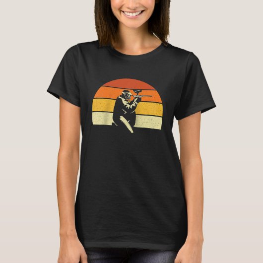 レトロサンセットペイントボーラー 戦術ペイントボール Tシャツ (正面)