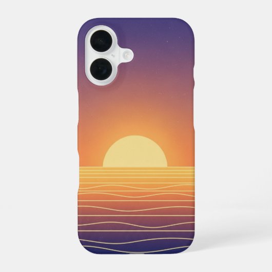 レトロサンセットホライズン iPhone 16ケース (裏面)