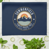 レトロサンセットマウンテンズハイキングカスタムトレッキング キッチンタオル (折り畳み)