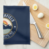 レトロサンセットマウンテンズハイキングカスタムトレッキング キッチンタオル (四つ折り)