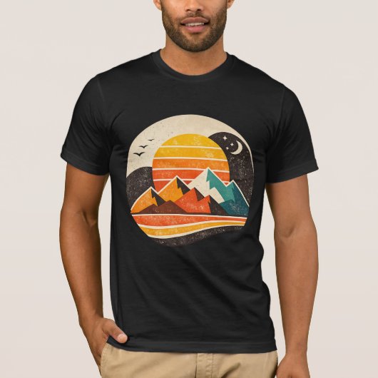レトロサンセットマウンテン Tシャツ (正面)