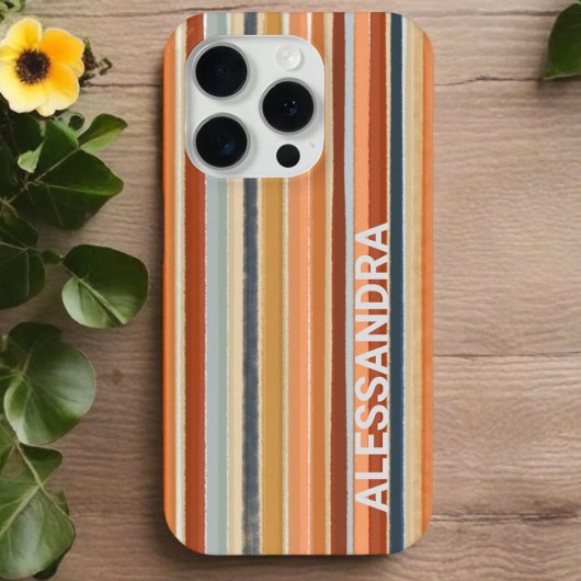 レトロサンセットモノグラムストライプス柄ボヘミアン Case-Mate iPhoneケース