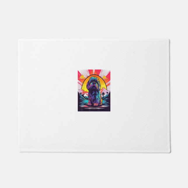 レトロサンセットラサアプソドッグ ドアマット (正面)