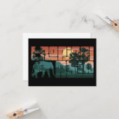 レトロサンセットランドスケープアジアタイ – タイポグラフィ カード (正面/裏面インサイチュ)