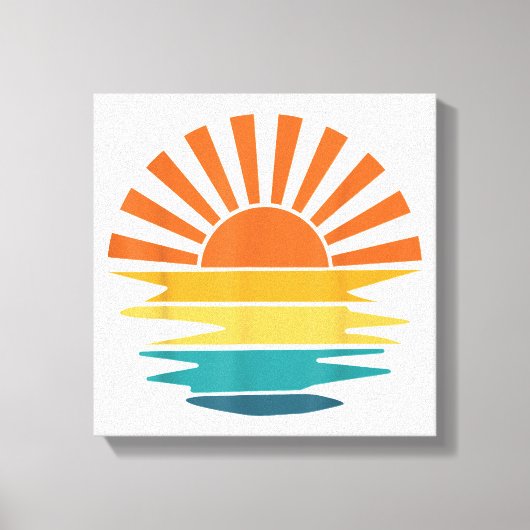 レトロサンセットレイズウェーブドヴィンテージレトロサンシャインサン キャンバスプリント (正面)