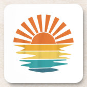 レトロサンセットレイズウェーブドヴィンテージレトロサンシャインサン コースター (正面)