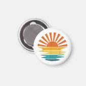 レトロサンセットレイズウェーブドヴィンテージレトロサンシャインサン マグネット (正面/裏面)