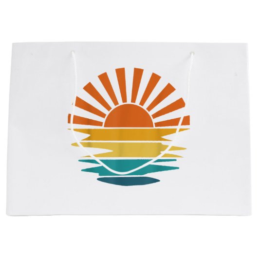 レトロサンセットレイズウェーブドヴィンテージレトロサンシャインサン ラージペーパーバッグ (正面)