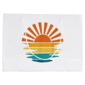 レトロサンセットレイズウェーブドヴィンテージレトロサンシャインサン ラージペーパーバッグ (裏面)