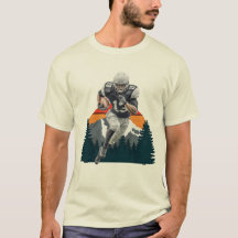 レトロサンセットワイルドアメリカンフットボールプレイヤーTシャツ