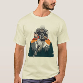 レトロサンセットワイルドアメリカンフットボールプレイヤーTシャツ Tシャツ