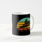 レトロサンセットヴィンテージ蒸気列車鉄道エンジン コーヒーマグカップ (正面右)