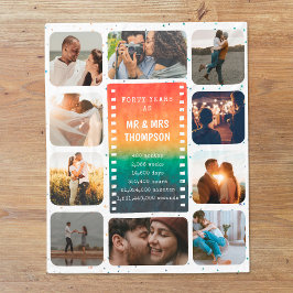 レトロサンセット写真夫妻40周年記念 フリースブランケット