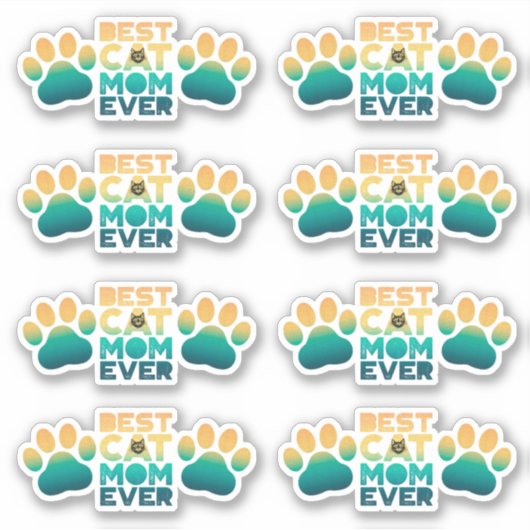 レトロサンセット写真母最高のの日猫ママ シール (正面)