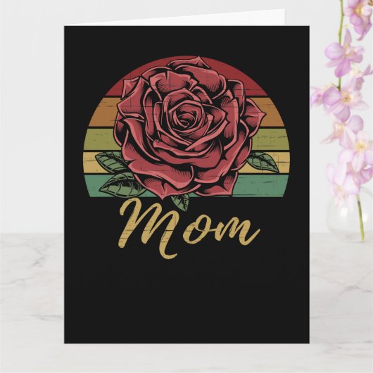 レトロサンセット動揺してレッドローズマム カード (蘭)