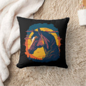 レトロサンセット及び馬頭 クッション (ブランケット)