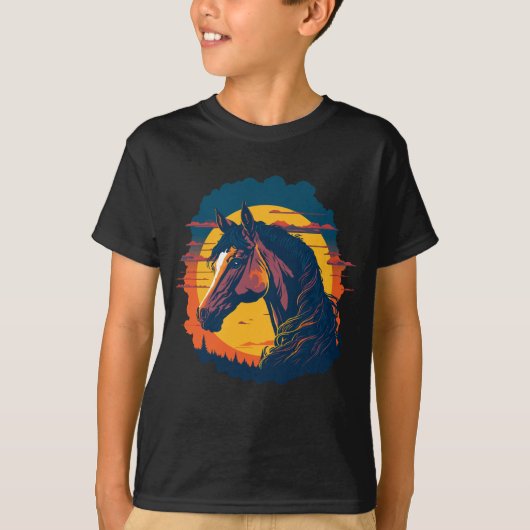 レトロサンセット及び馬頭 Tシャツ (正面)