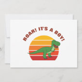 レトロサンセット恐竜が男の子の赤ちゃんのシャワーを轟音 サンキューカード (裏面)