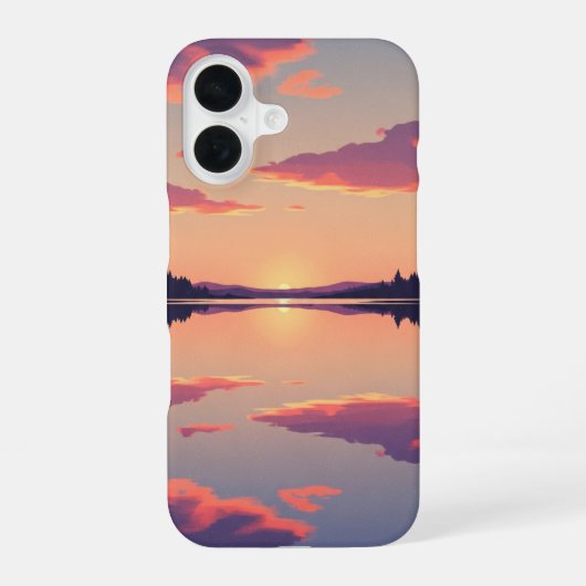 レトロサンセット湖 iPhone 16ケース (裏面)