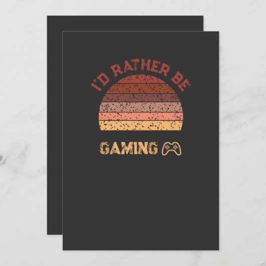 レトロサンセット私はむしろゲームをする 招待状 (正面/裏面)