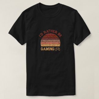 レトロサンセット私はむしろゲームをする Tシャツ