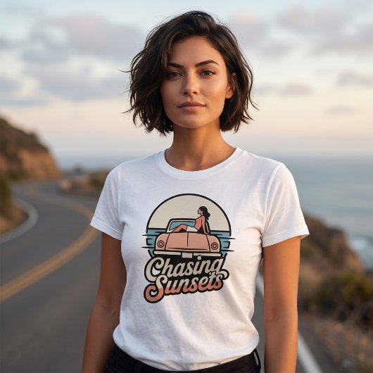 レトロサンセット美学ウィメンズTシャツ Tシャツ
