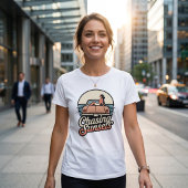 レトロサンセット美学ウィメンズTシャツ Tシャツ