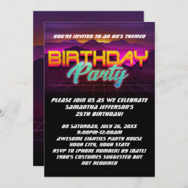 レトロサンセット1980s 80sバースデーパーティー 招待状