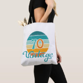 レトロサンセット70ヴィンテージ風 トートバッグ (クローズアップ)