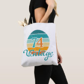 レトロサンセット74ヴィンテージ風 トートバッグ (クローズアップ)