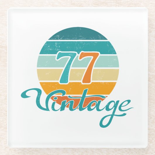 レトロサンセット77ヴィンテージ加工 ガラスコースター (正面)
