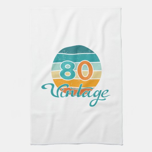 レトロサンセット80ヴィンテージ加工 キッチンタオル (縦)