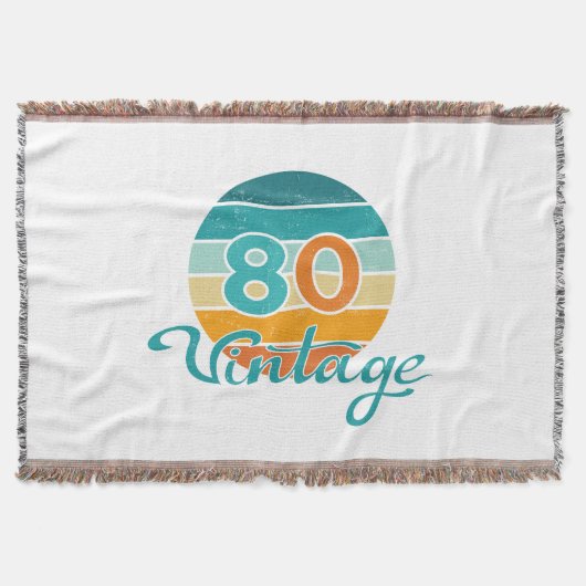 レトロサンセット80ヴィンテージ加工 スローブランケット (正面)