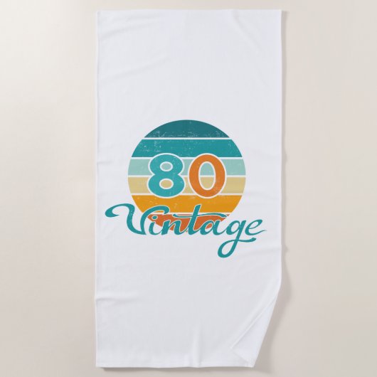 レトロサンセット80ヴィンテージ加工 ビーチタオル (正面)