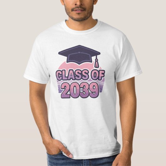 レトロサンセット クラス2039 卒業 未来の卒業生 Tシャツ (正面)