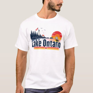 レトロサンセット グレートレイクス オンタリオ湖 Tシャツ