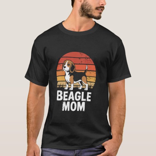 レトロサンセット ビーグルママ Tシャツ (正面)