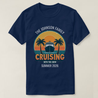 レトロサンセット ファミリークルーズ バケーション カスタム グループ Tシャツ
