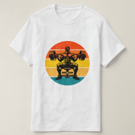 レトロサンセット ボディビルTシャツ - メンズ フィットネス Tシャツ