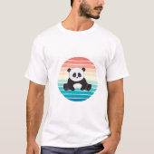 レトロサンセット リラックス パンダ アート Tシャツ (正面)