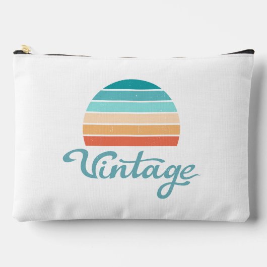 レトロサンセット+ヴィンテージスクリプト動揺して アクセサリーポーチ (正面)