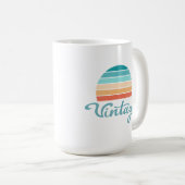 レトロサンセット+ヴィンテージスクリプト動揺して コーヒーマグカップ (正面右)