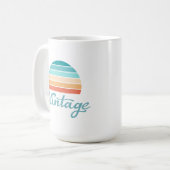 レトロサンセット+ヴィンテージスクリプト動揺して コーヒーマグカップ (正面左)