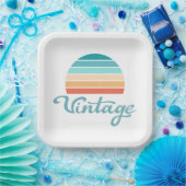 レトロサンセット+ヴィンテージスクリプト動揺して ペーパープレート (パーティー)