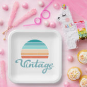 レトロサンセット+ヴィンテージスクリプト動揺して ペーパープレート (パーティー)