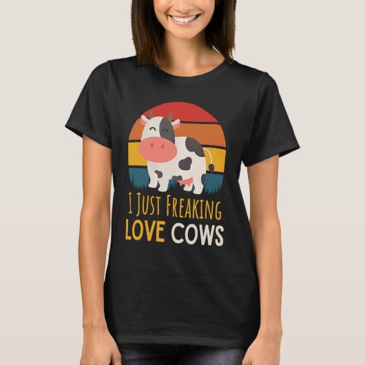 レトロサンセットI単なる愛の牛 Tシャツ (正面)
