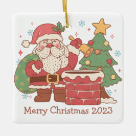 レトロサンタおもちゃクリスマスオーナメント セラミックオーナメント
