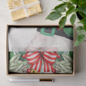 レトロサンタがクリスマスストッキングを保持 薄葉紙 (ギフト)