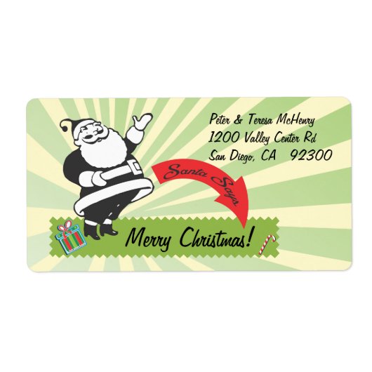 レトロサンタとグリーン日が差すこと ラベル (正面)