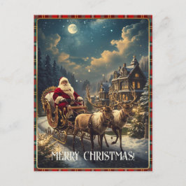 レトロサンタのカスタムフォト住所クラシッククリスマス シーズンポストカード
